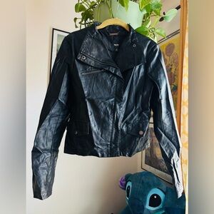 Vintage Y2K Mossimo moto motorcycle faux leather zipper jacket
